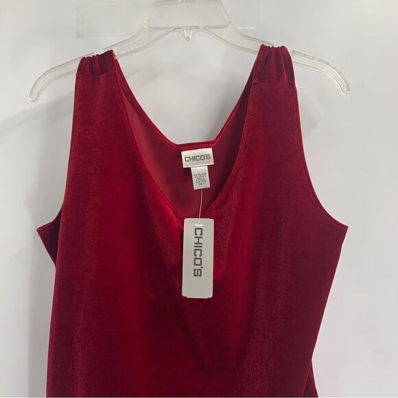 Chico’s NWTCrimson Red Scoop Neck Velvet Loose Fit Tank Top Chico’s Size 3 (XL) - Picture 8 of 8